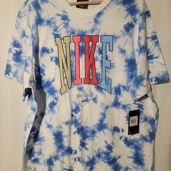 NIKE SPORTSWEAR TIE DYE T-SHIRT WHITE/MULTICOLOR CK0156-100 World peace size XXL - Picture 1 of 4